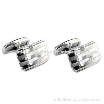 Stainless Steel Cufflinks with Mop, Concise and Elegant